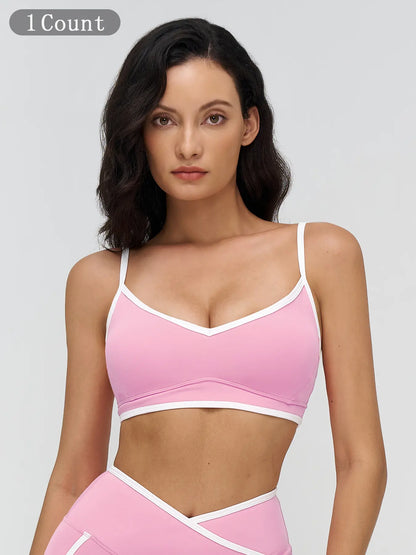 Women's Colorblock Yoga Bralette, Dual Shoulder Straps Design