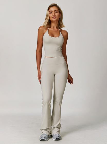 Women's Solid Backless Halter Top & Pants Sports Set, Casual Sporty Two-piece Outfits for Yoga Gym… - image 15