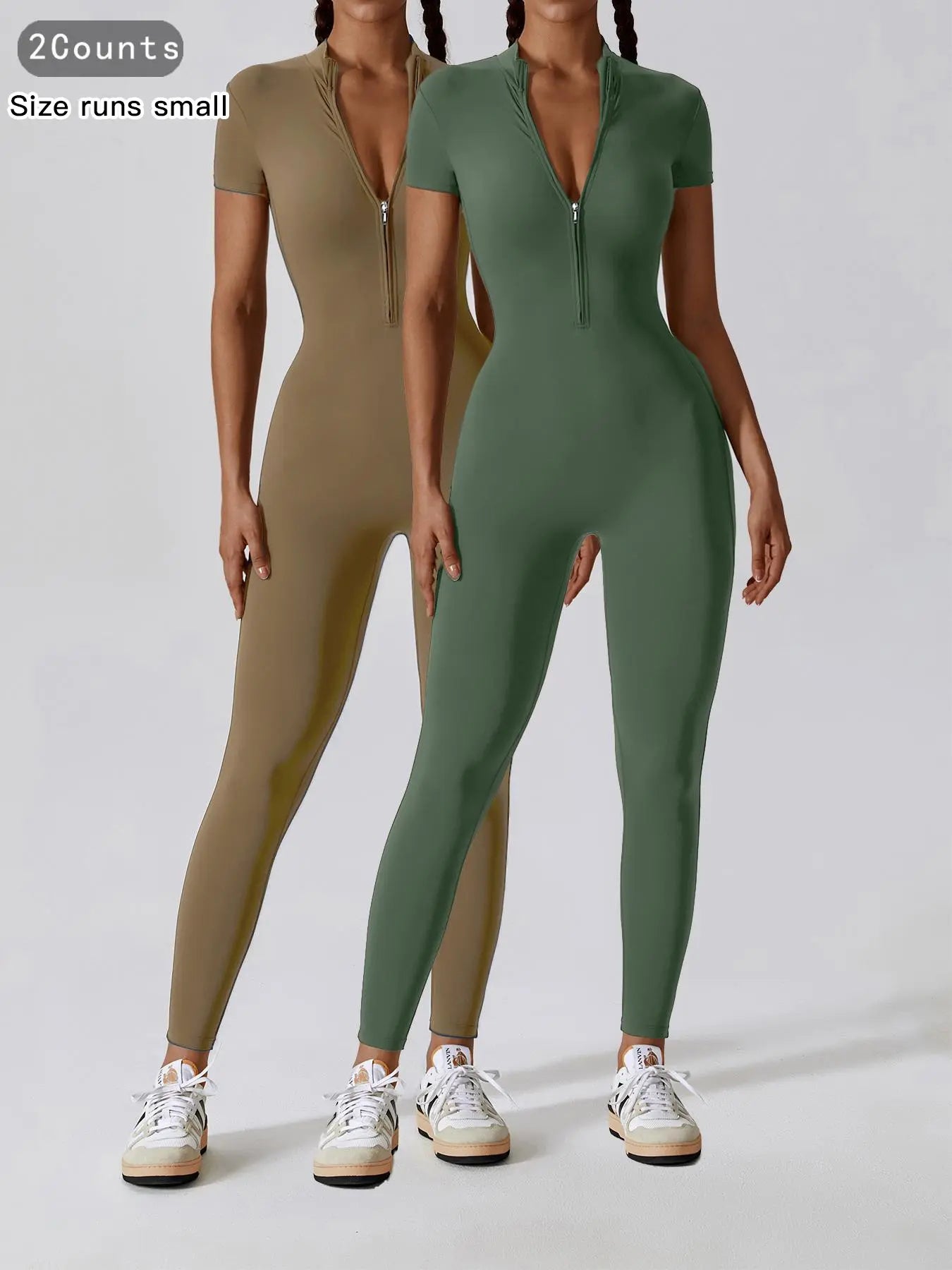 Women's Quick Dry Zipper Jumpsuit for Yoga and Gym Workout