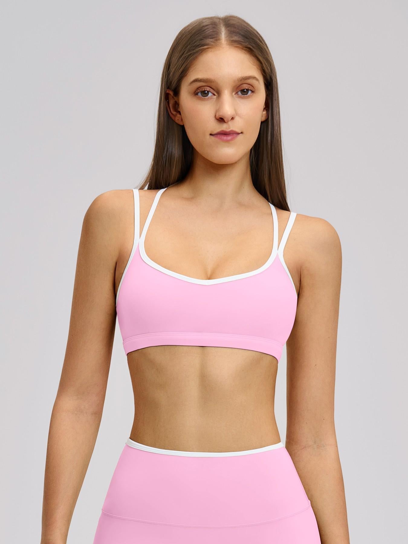 Colorblock Skin-Touch Stretch Sports Bra, Sporty Bra - image 9