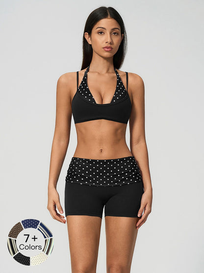 Polka Dot Yoga Set, Halter Neck Strappy Fake Two-Piece Sports Quick-Dry Running Fitness Set - image 20