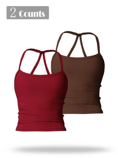 Women's Solid Backless Sports Cami Top, Quick Drying Breathable Sports Cami Top - image 9