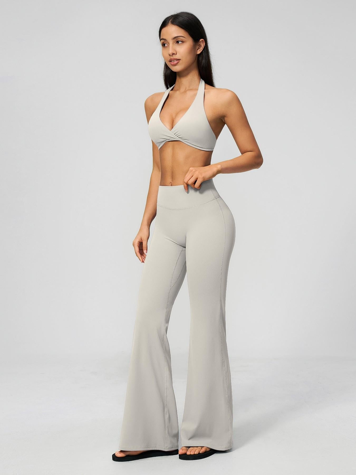 Fleece Yoga Set, Deep V Backless Waist Cinch Tight Butt Lift Fitness Running Sports Set - image 16