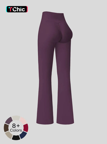 High Waist Yoga Pants, Fitted Wide Leg Bell Bottoms