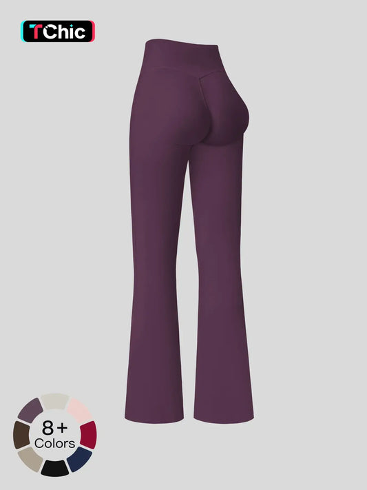 High Waist Yoga Pants, Fitted Wide Leg Bell Bottoms