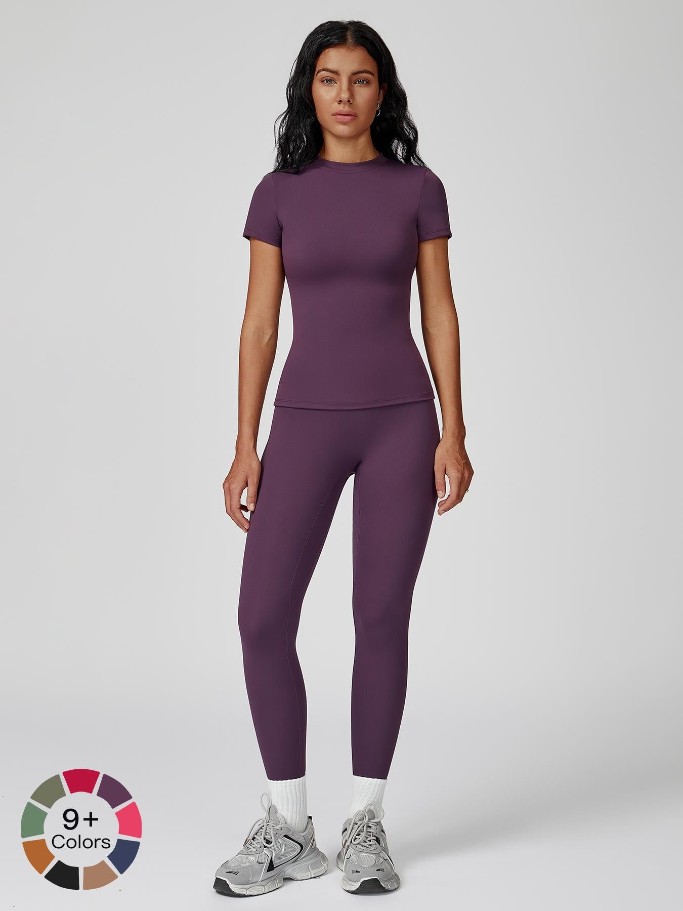 Women's High-Strength Yoga Set, Sporty High Stretch Round Neck Slim-Fit Workout - image 19