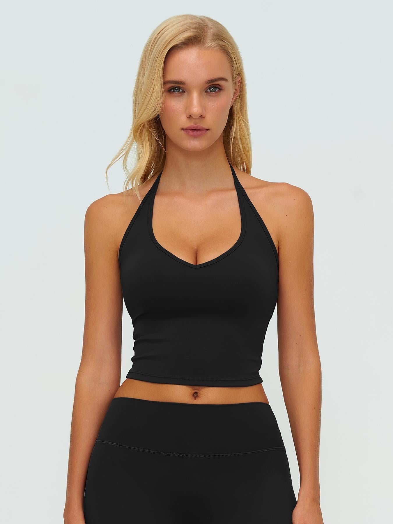Women's V-Neck Yoga Tank Top, Casual Loose-Fitting Sports Bra - image 12