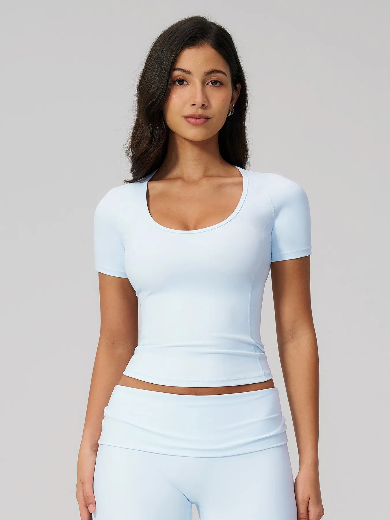 Women's Fitted Yoga Short Sleeve Top, Quick-Dry Outdoor Fitness Apparel