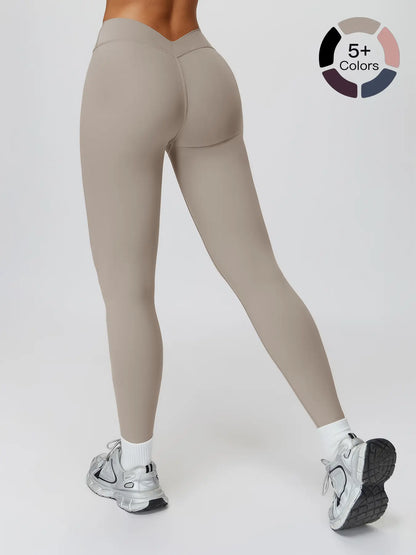 High Waist Yoga Pants, Fitted V-Back Sport Long Pants