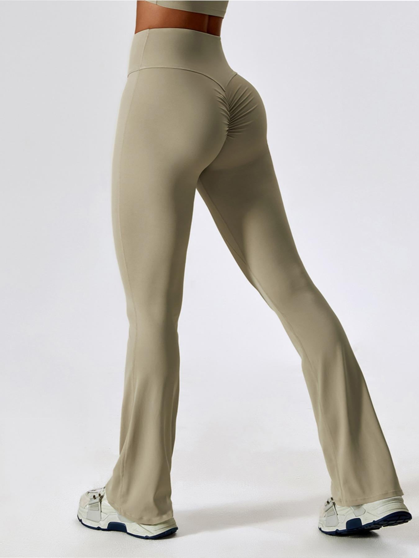 Women's Solid High-Waisted Flared-Leg Tummy Control Sports Leggings, Yoga Athletic Bottoms - image 13
