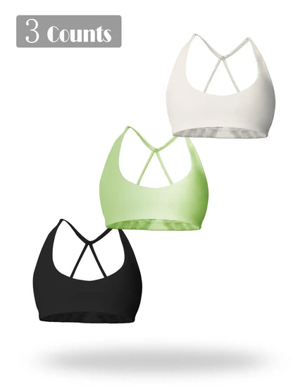 Women's Solid Wireless Sports Bra, Breathable Comfortable Sports Bra