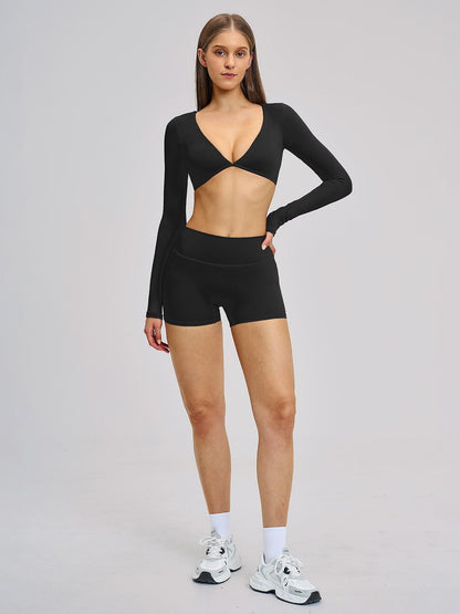 Women's Long Sleeve Yoga Set, Sporty Plain - image 12