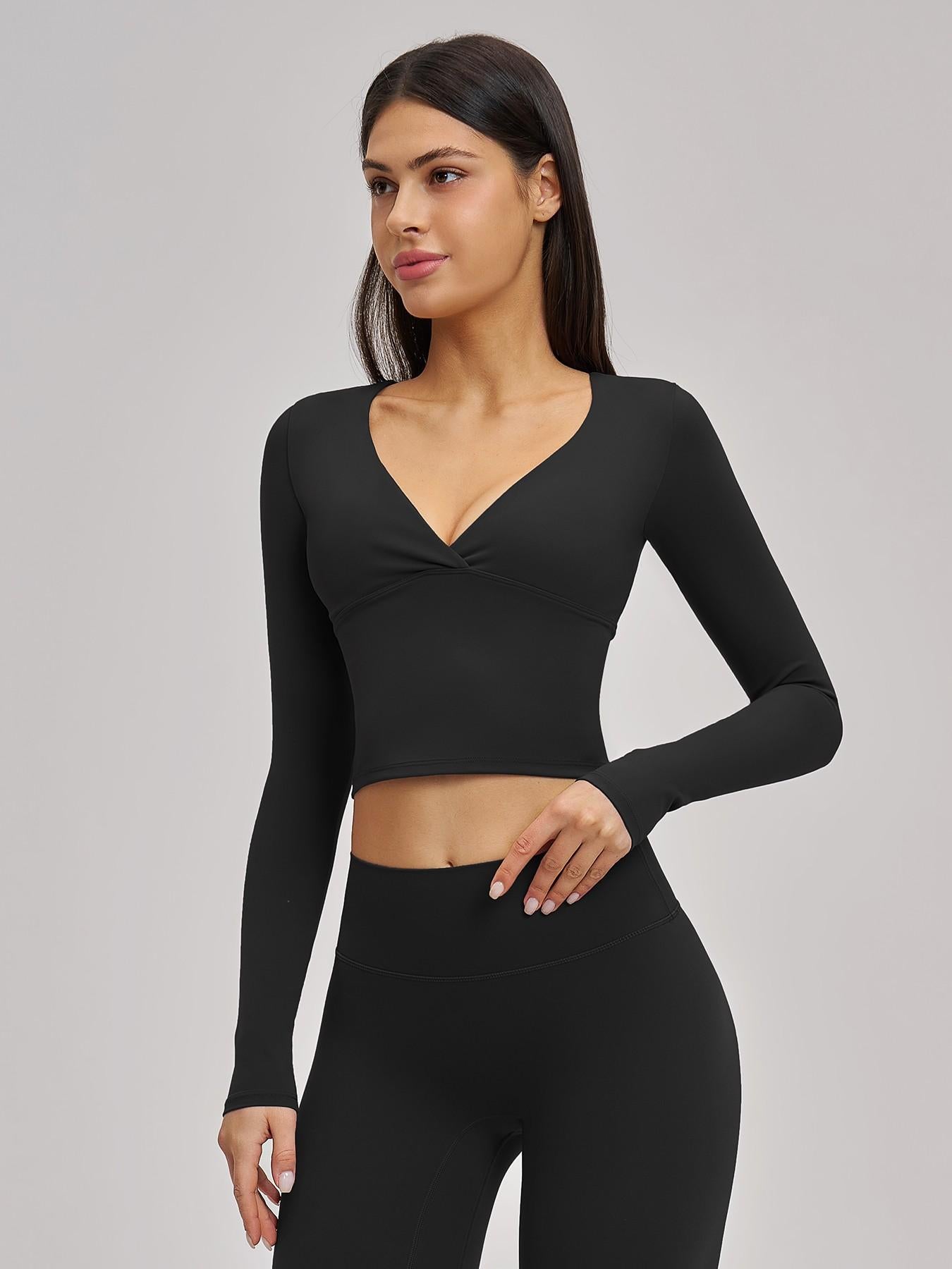 Women's Long Sleeve Yoga Top, European & American Style Spring Summer Pilates Workout Shirt - image 14