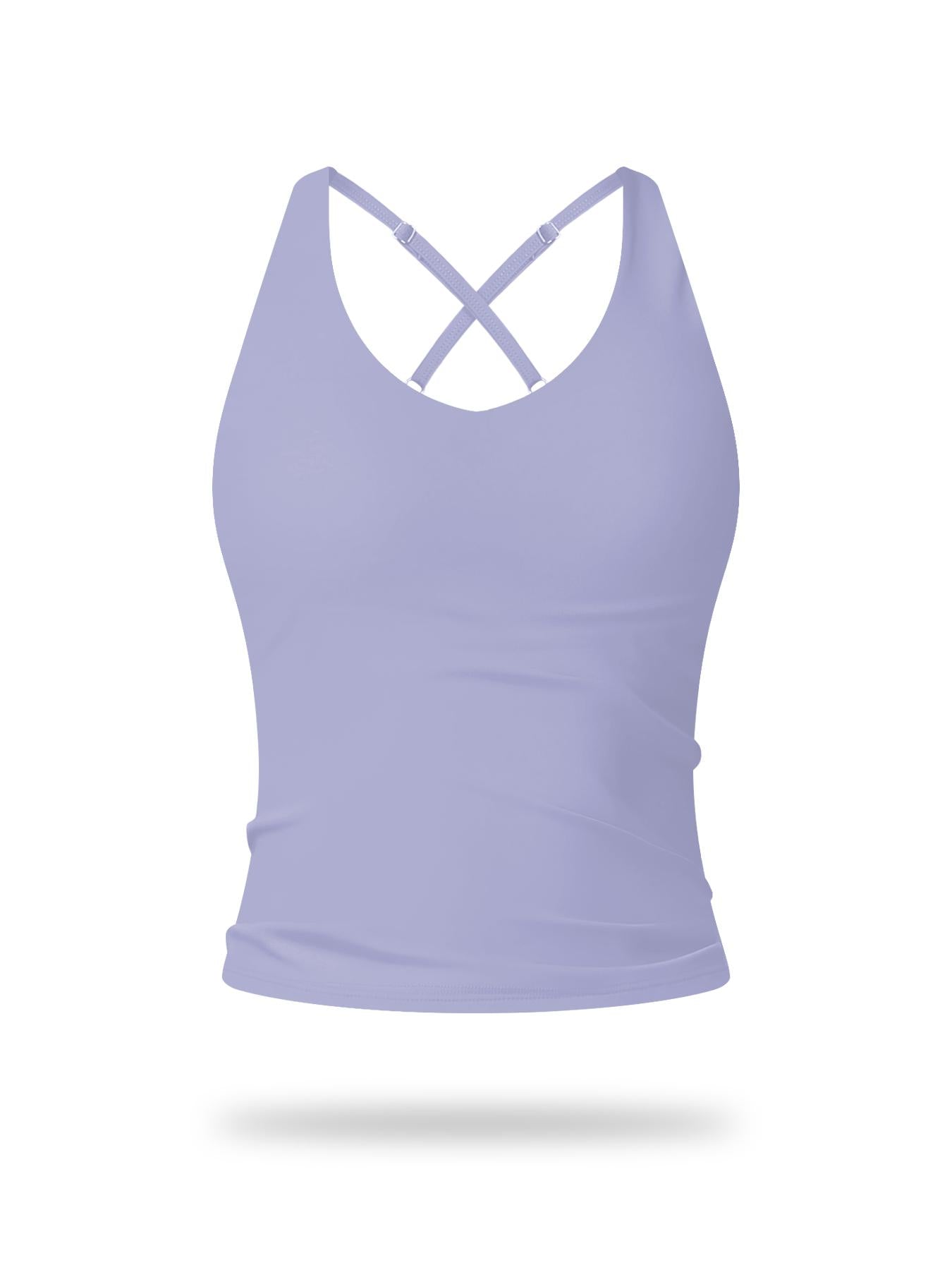 Women's Solid Color Criss Cross Back Sports Bra, Workout Bra - image 19