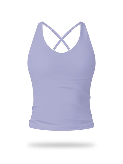 Women's Solid Color Criss Cross Back Sports Bra, Workout Bra - image 19
