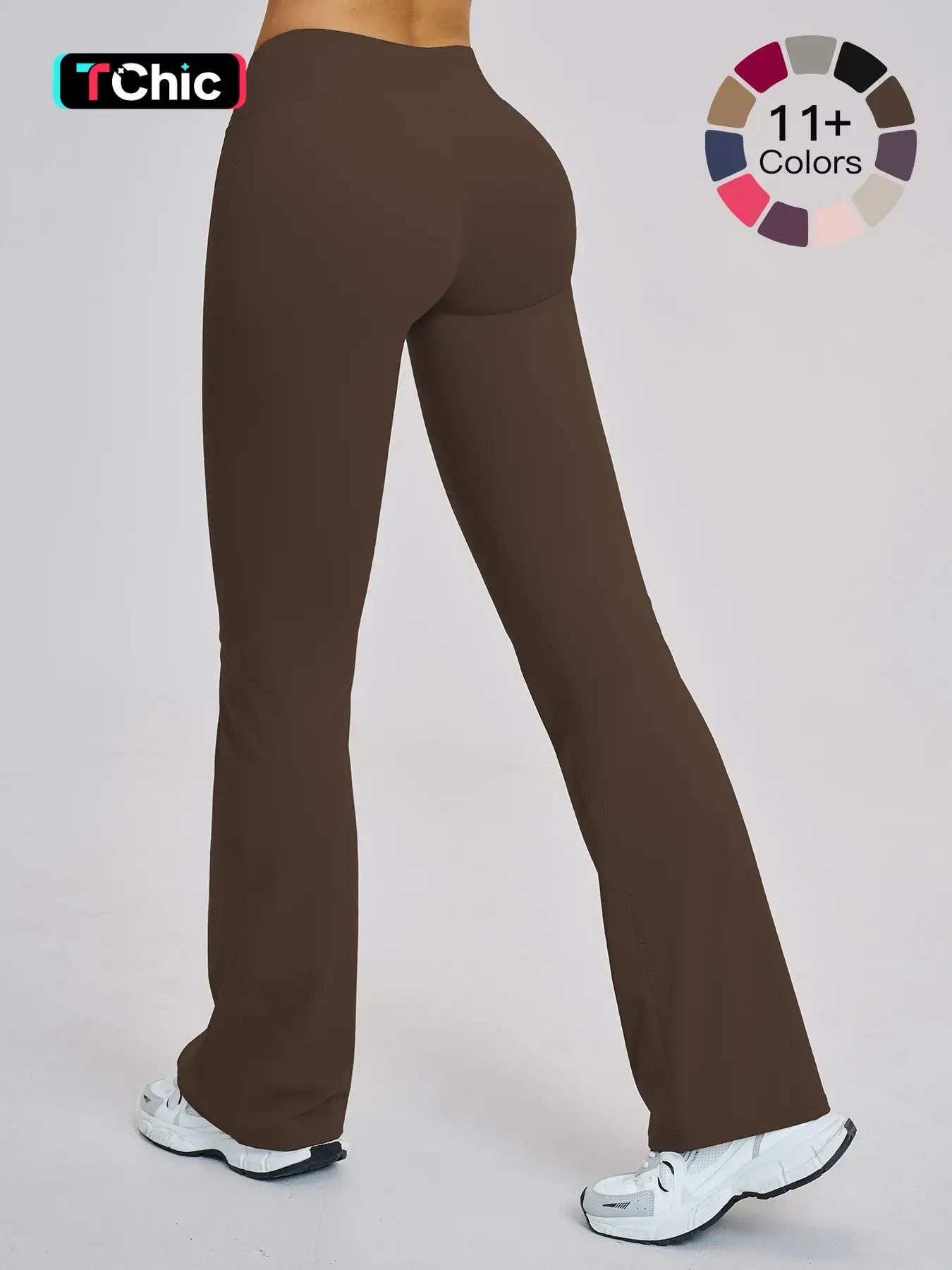 High Waist Yoga Pants, Fitted Wide Leg Bell Bottoms