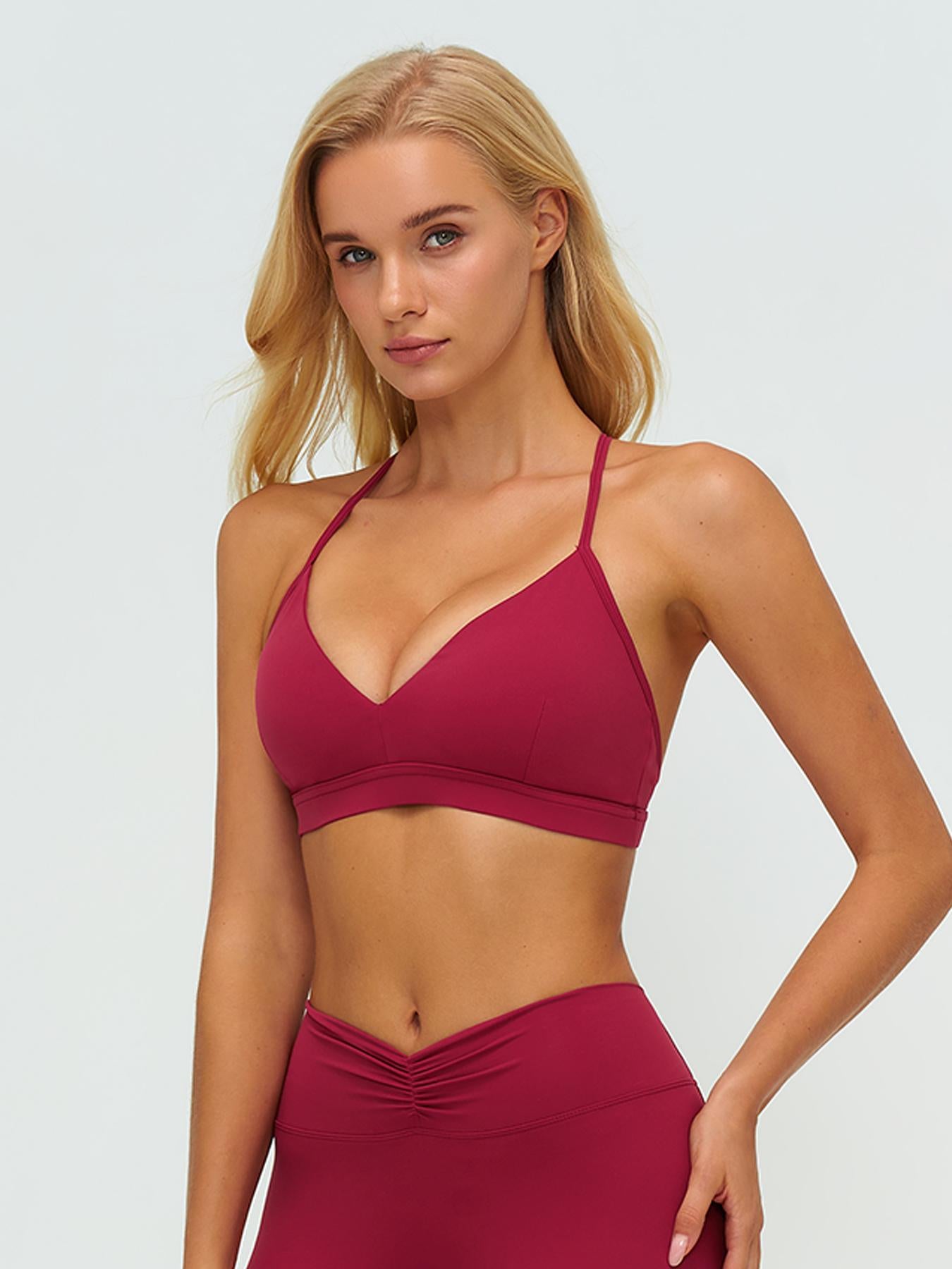 Women's V-Neck Yoga Bra, Y-Type Backless Design - image 12