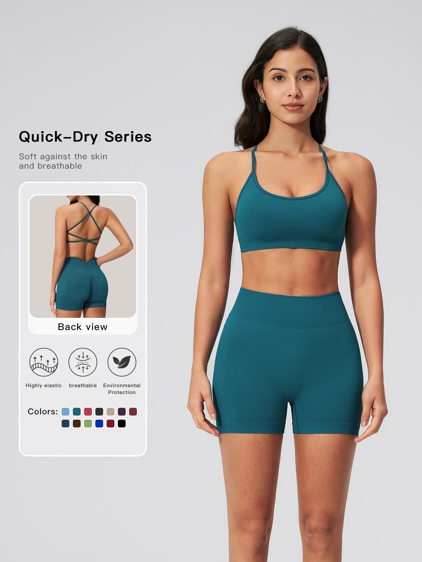 Women's Seamless Backless Yoga Set, Quick-Dry Running Workout Clothes - image 10