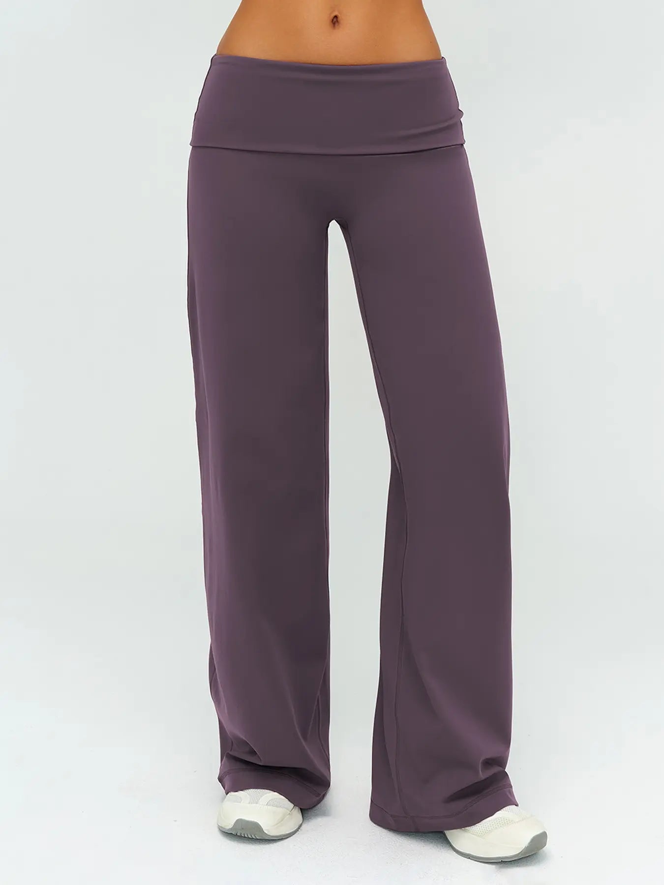 Fleece Long Pants, Folded Waist Loose Wide Leg Slimming Pants - image 9