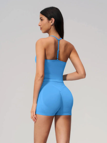 Seamless Knitted Sports Set, Cross Back Waist Trainer High-Waist Fitness Running Yoga for Women - image 6