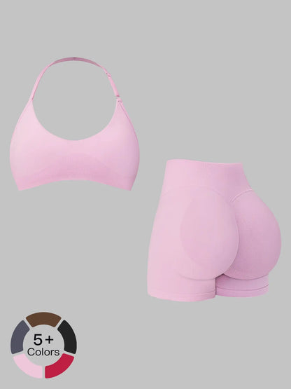 European and American Style Yoga Set for Women, Waist Cinching Tight Fit Peach Butt Quick-Dry Running… - image 4