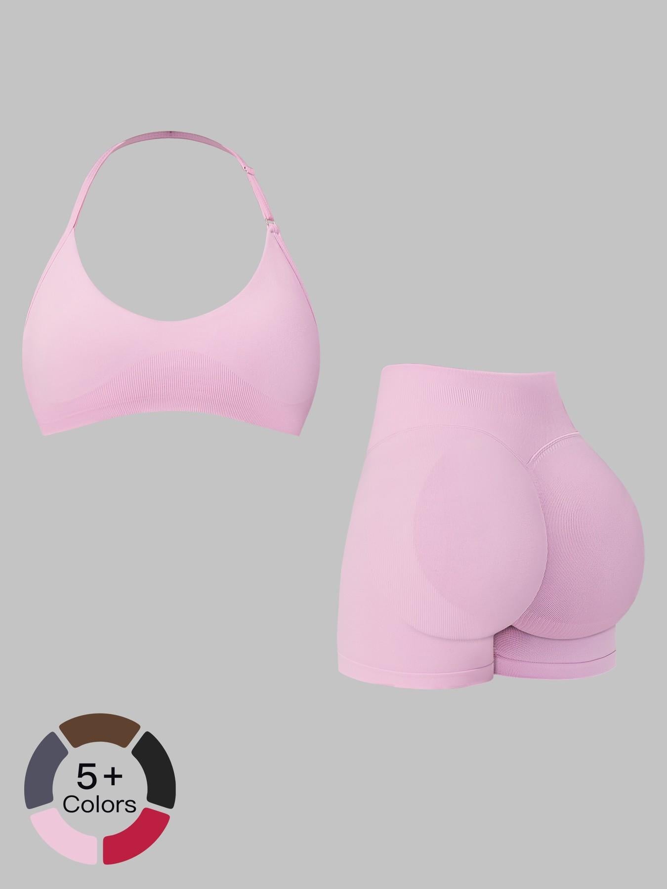 European and American Style Yoga Set for Women, Waist Cinching Tight Fit Peach Butt Quick-Dry Running… - image 11