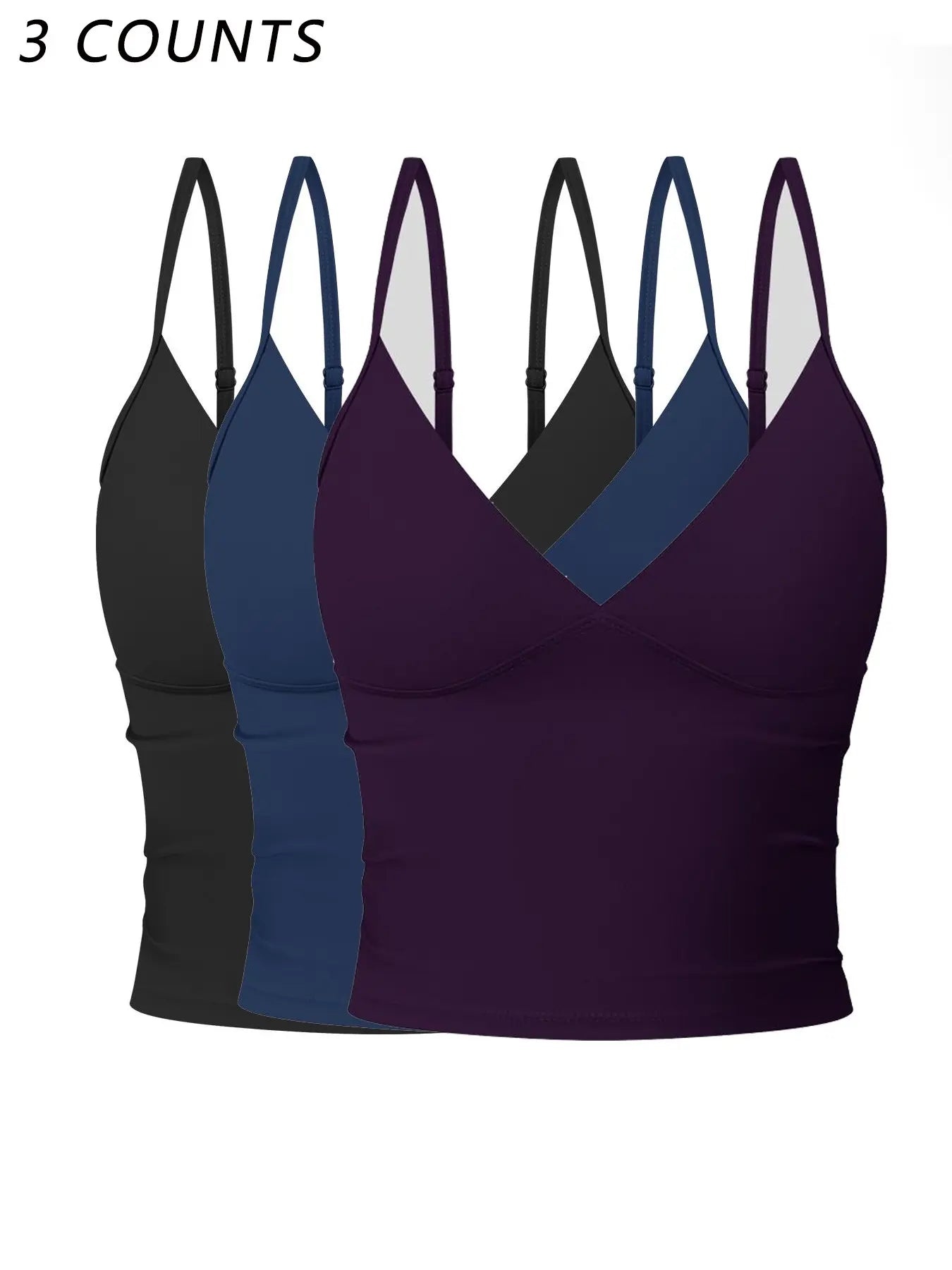 Women's Solid Color Sports Cami Top, Breathable Comfortable Sports Top