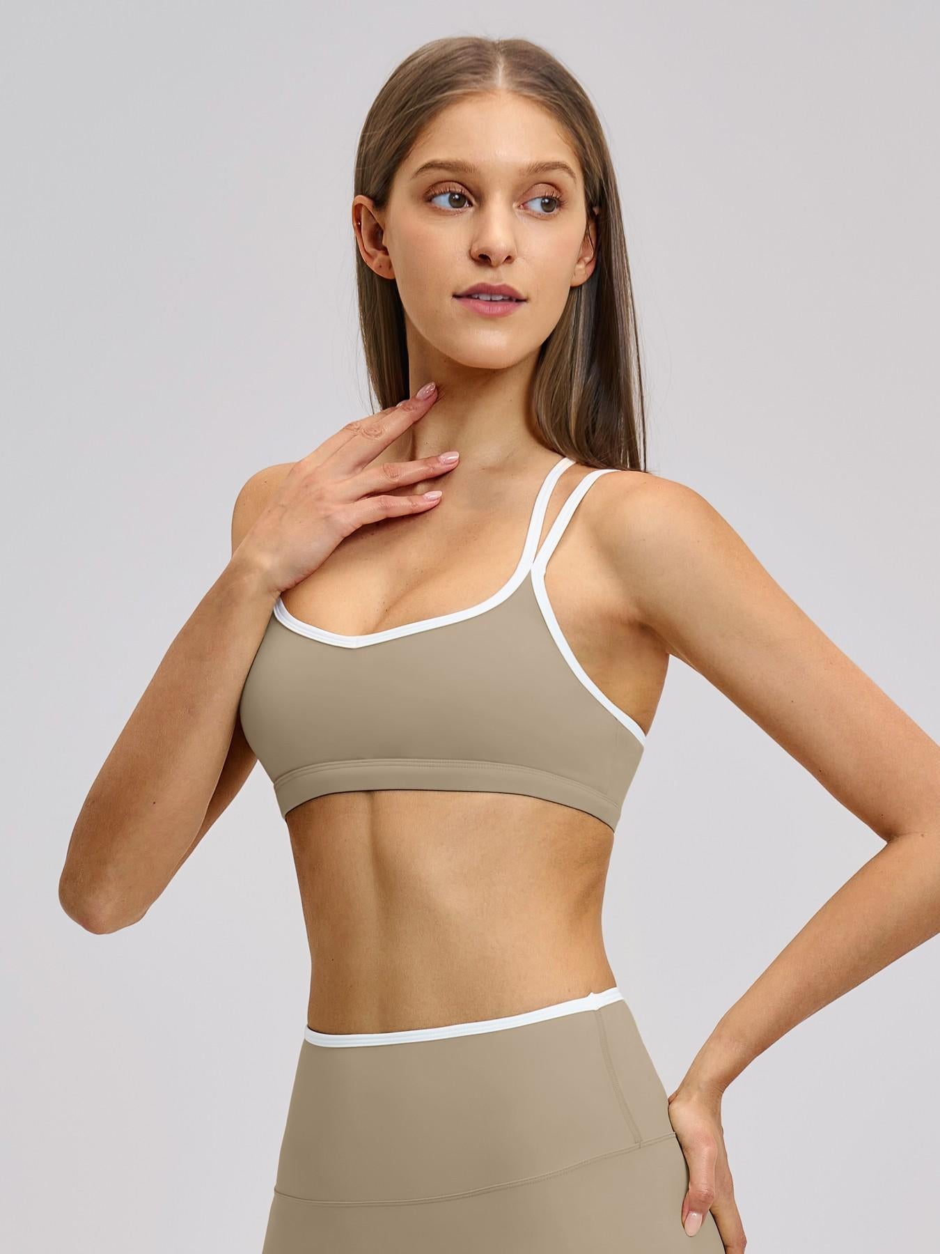 Colorblock Skin-Touch Stretch Sports Bra, Workout Bra - image 9