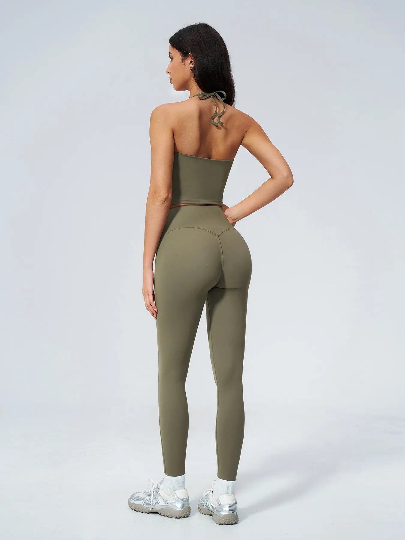 V-Neck Halter Sports Set, High Waist Butt Lifting - image 8