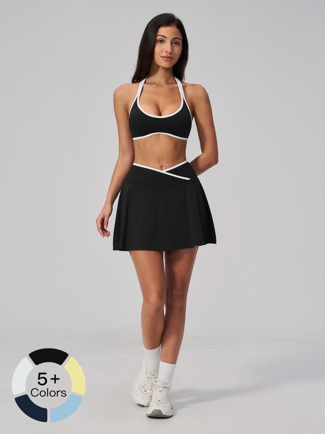Summer New Outdoor Breathable Sports Tennis Skirt Workout Skirts, Colorblock Anti-Exposure High Waist… - image 19
