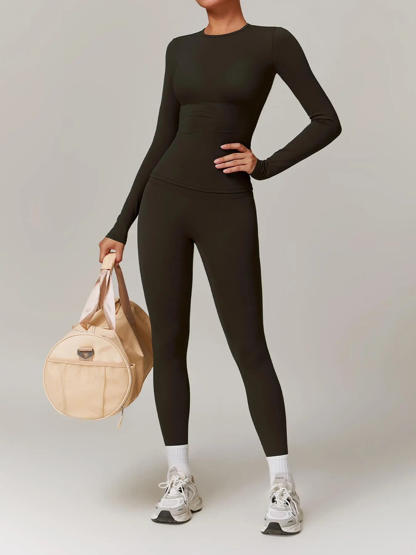 Women’s Quick Dry Long Sleeve & High Waist Leggings Sets for Fitness