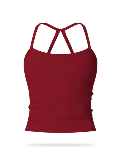 Women's Solid Backless Sports Cami Top, Quick Drying Breathable Sports Cami Top