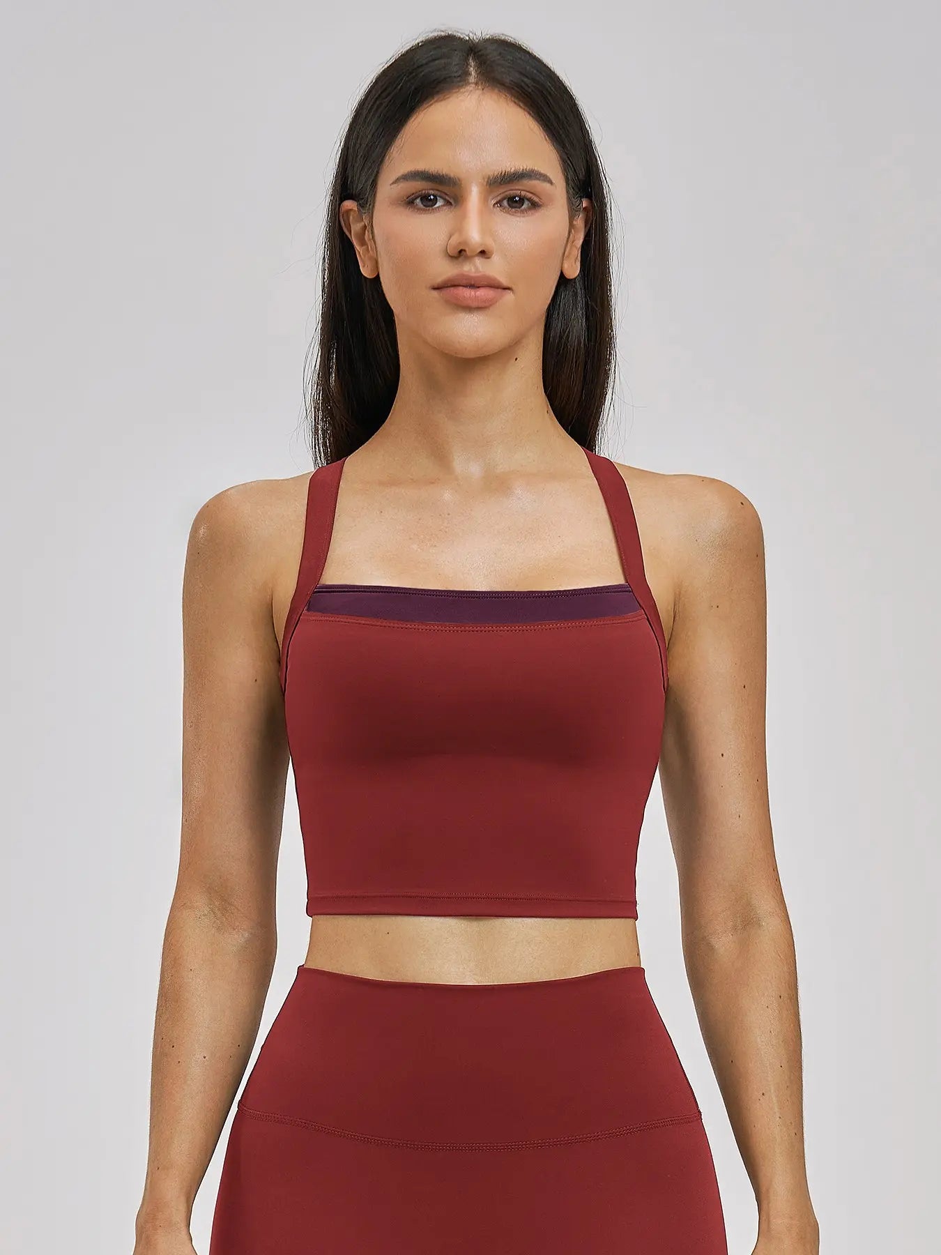 Cross Color Yoga Tank Top, Fake Two-Piece Design - image 8