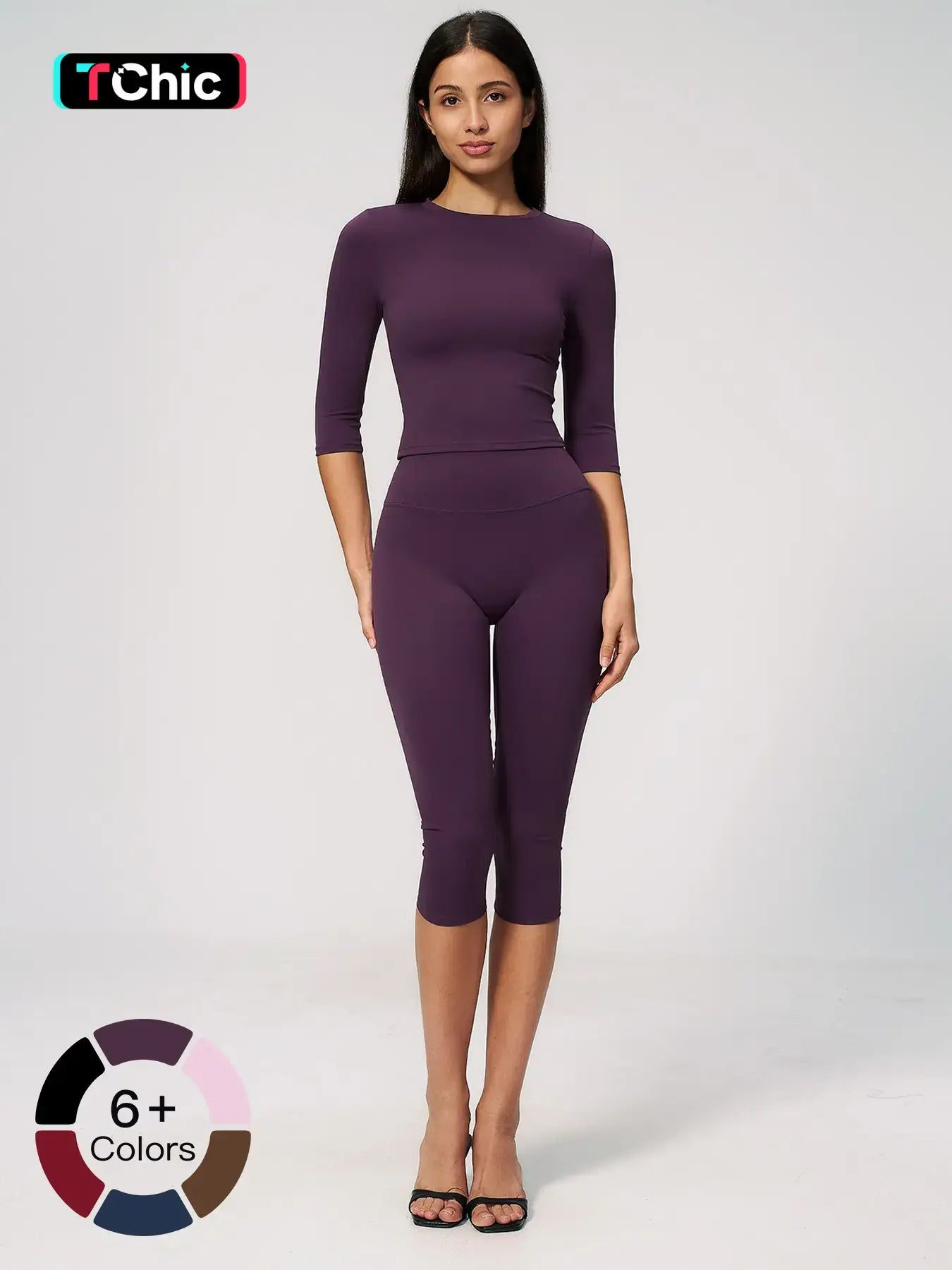 Women's New Fleece Sports Two-Piece Set, High-Waist Slim-Fit for Pilates