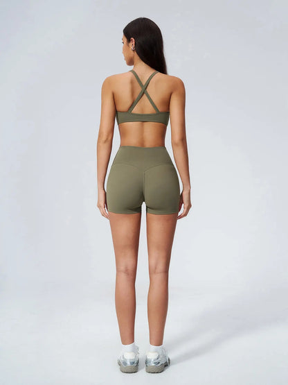 Women's High Waist Workout Set, Gym Shorts Top - image 9