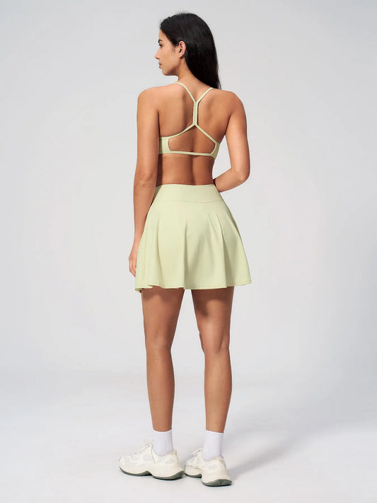 Two-Piece Sports Backless Yoga Set, Anti-Exposure Fake Two-Piece Running Sportswear - image 5