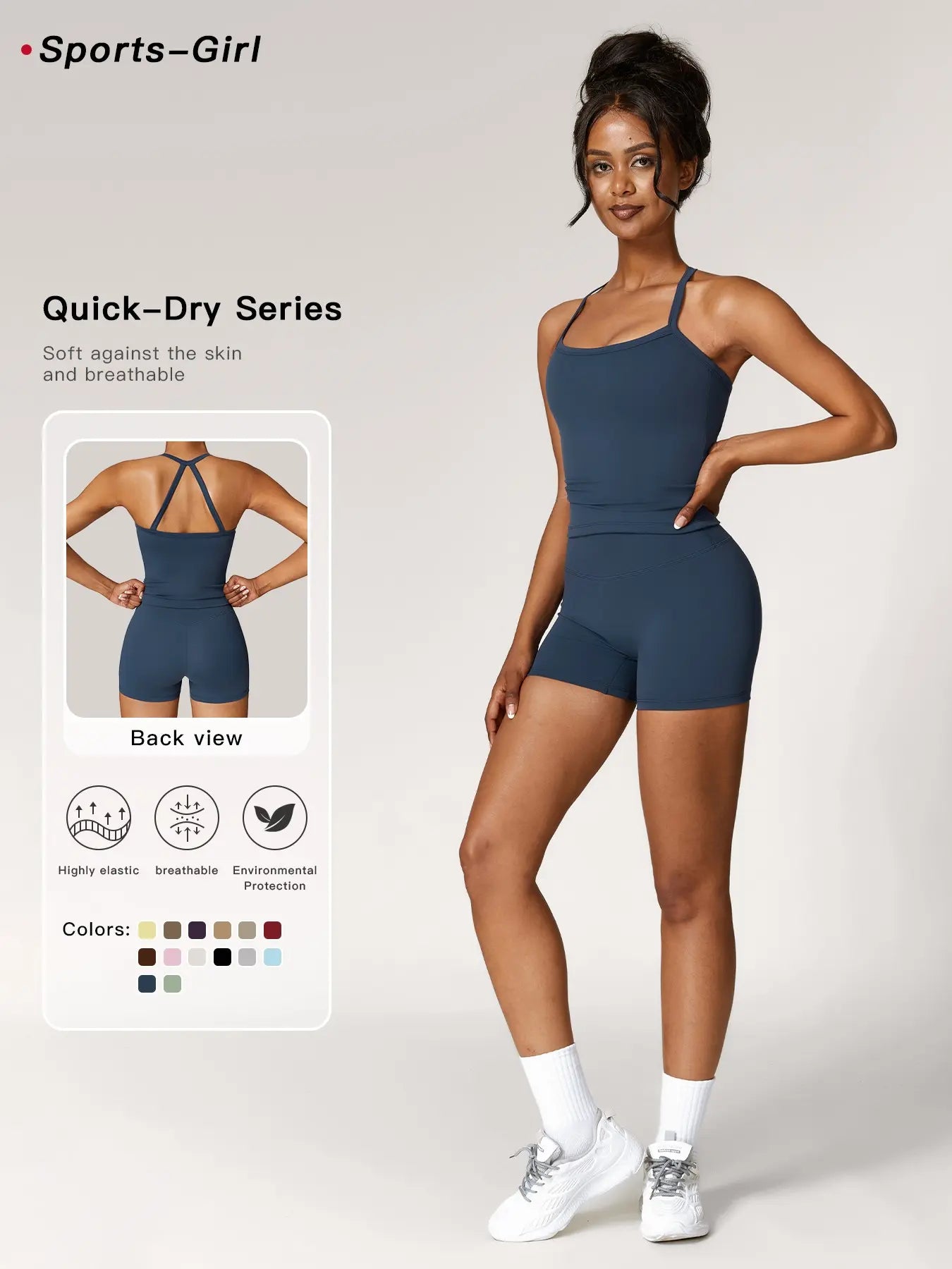 Women's Backless Cami Top & High Waist Shorts Tracksuit Set - image 3