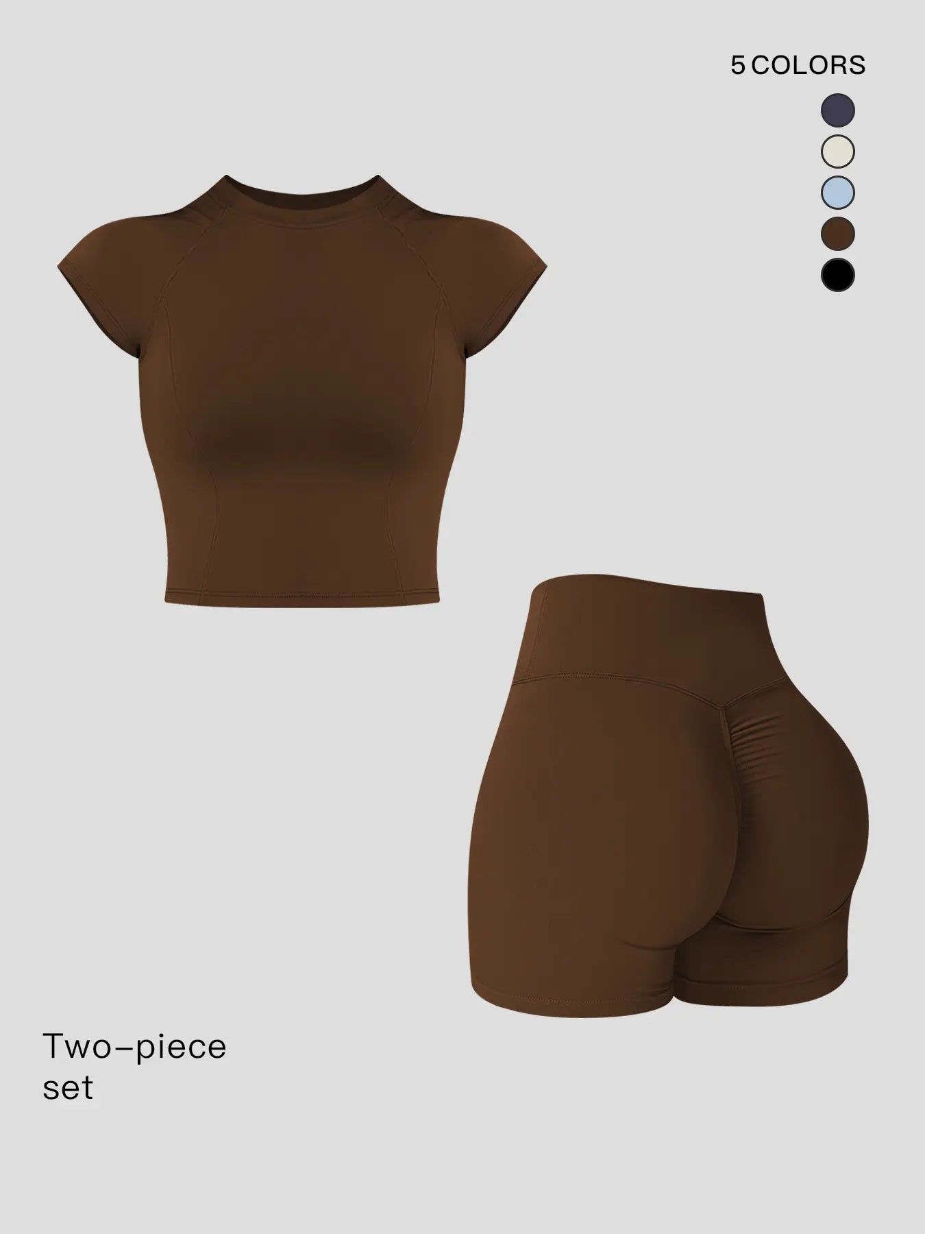 Two-Piece Set Women's Solid Raglan Sleeve Crop Top & High Waist Shorts Tracksuit Set, Sporty Plain…