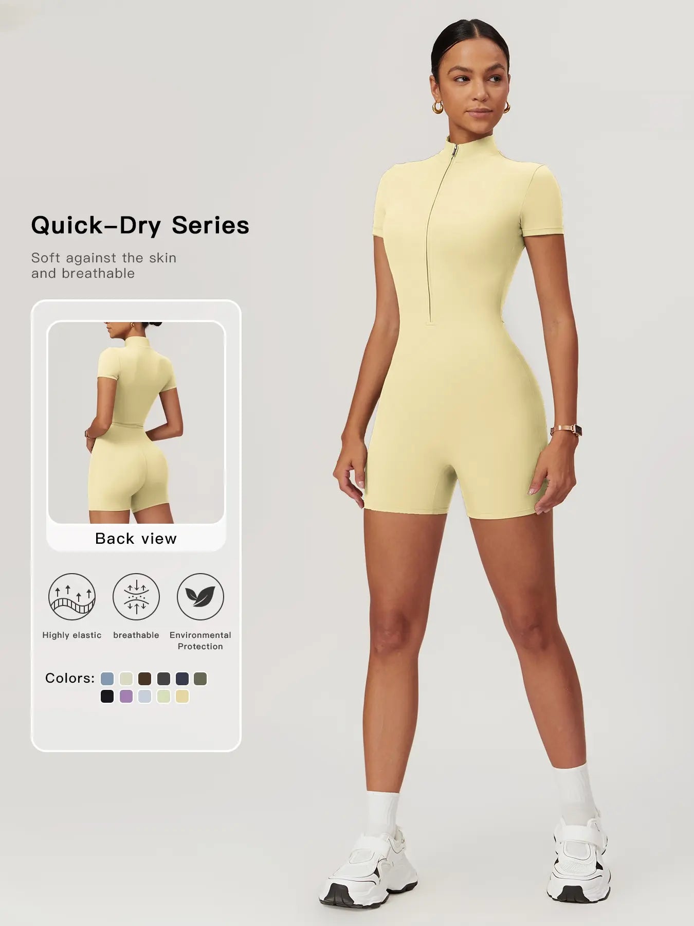 Sporty Women's Solid Color Zip Up Half Placket Mock Neck Sports Skinny Romper, Casual Quick Drying…