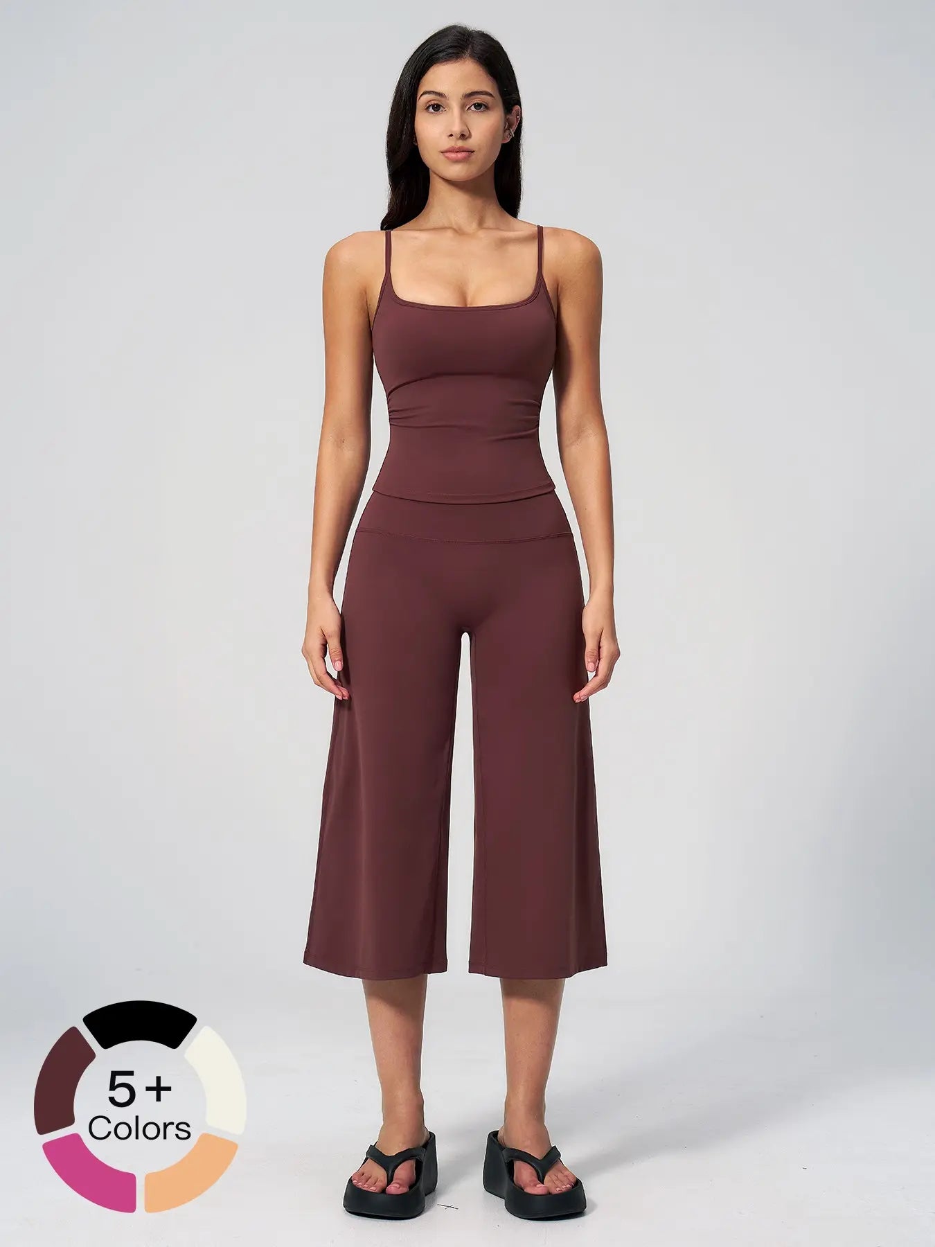 Yoga Tank Top High Waist Quick-Dry Casual Mid-Length Pants Running Outdoor Athletic Sportswear Yoga… - image 4