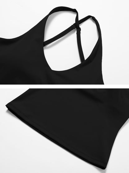 Women's Solid Color Criss Cross Back Sports Bra, Workout Bra - image 18