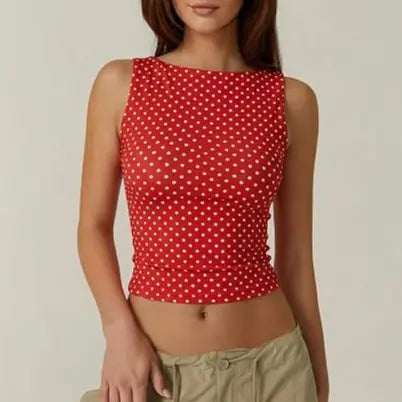 High Neck Open Back Sleeveless Crop Tank