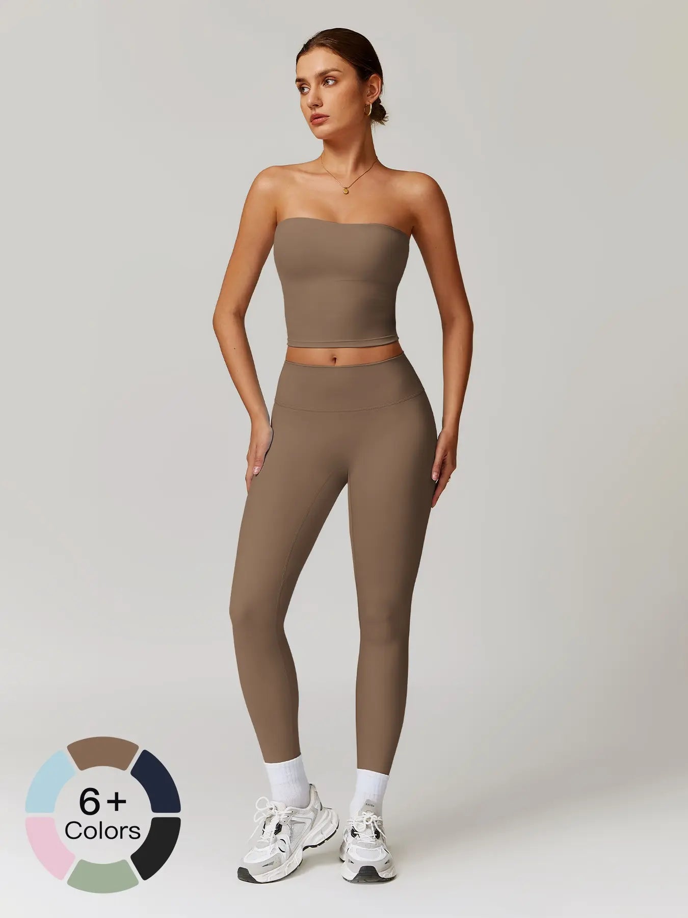 Autumn Winter Fleece Back Yoga Set, High Waist Tight Fit Long Sleeve Workout Clothes - image 5