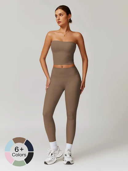 Autumn Winter Fleece Back Yoga Set, High Waist Tight Fit Long Sleeve Workout Clothes - image 5