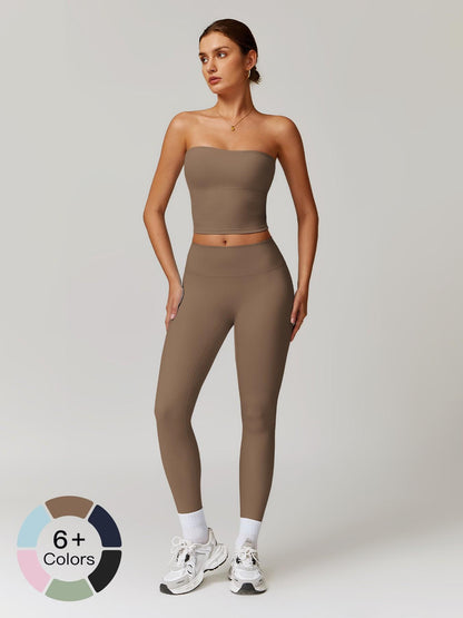Autumn Winter Fleece Back Yoga Set, High Waist Tight Fit Long Sleeve Workout Clothes - image 20