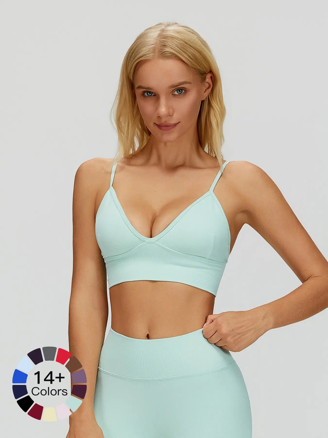 Seamless Yoga Bra with Shoulder Straps, Quick-Dry Sports Top - image 9