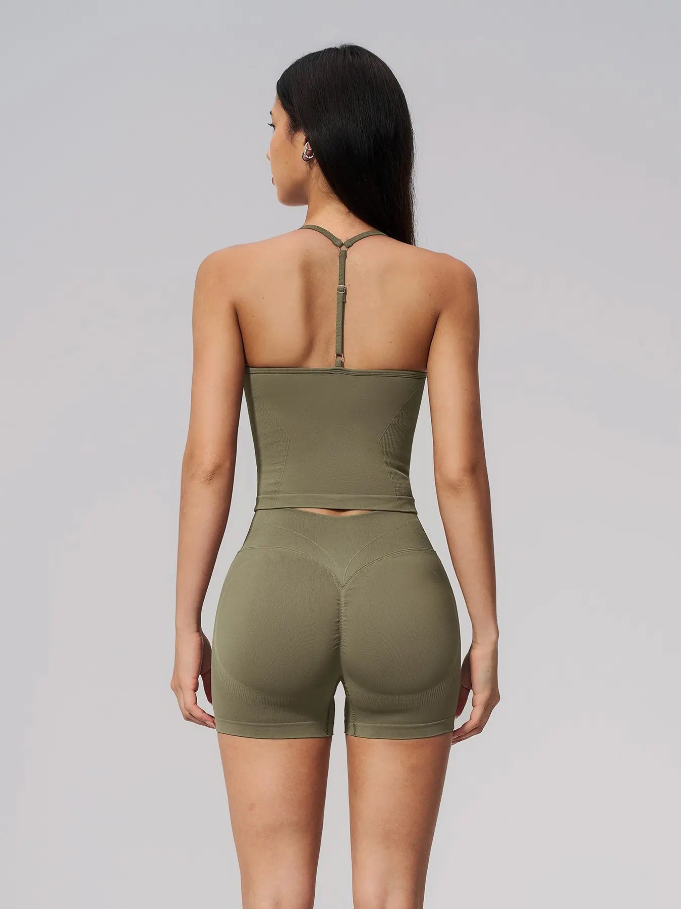 Seamless Knitted Sports Set, Cross Back Waist Trainer High-Waist Fitness Running Yoga for Women - image 7
