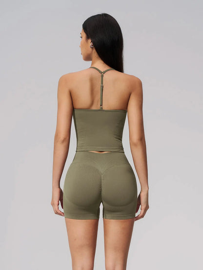 Seamless Knitted Sports Set, Cross Back Waist Trainer High-Waist Fitness Running Yoga for Women - image 7