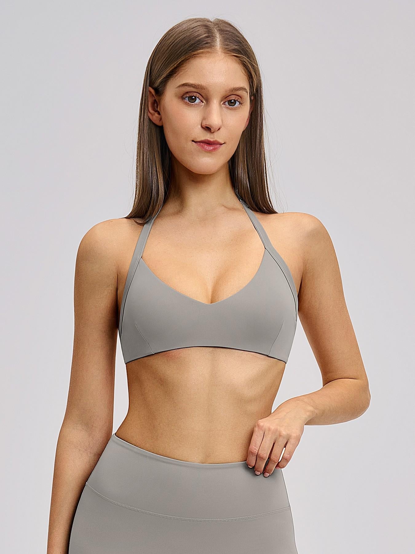 Cross-Border Plush Halter Neck Design Stretch Sports Bra, Hollow Back Yoga Innerwear - image 12