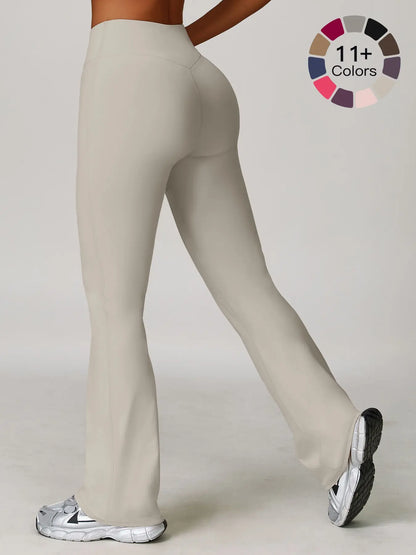 High Waist Yoga Pants, Fitted Wide Leg Bell Bottoms